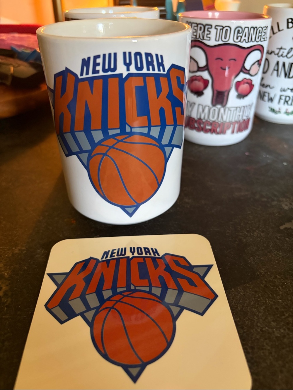 New York Knicks Mug and Coaster Set - Orange & Blue, NEW